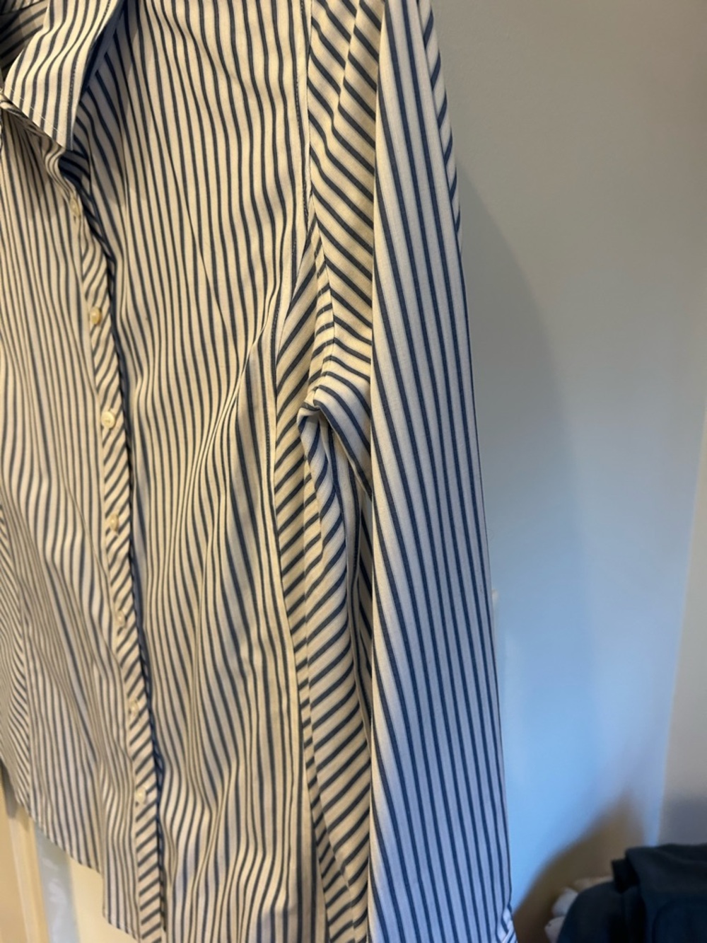 Talbots White and Blue Vertical Stripe Dress Shirt - Picture 7 of 8